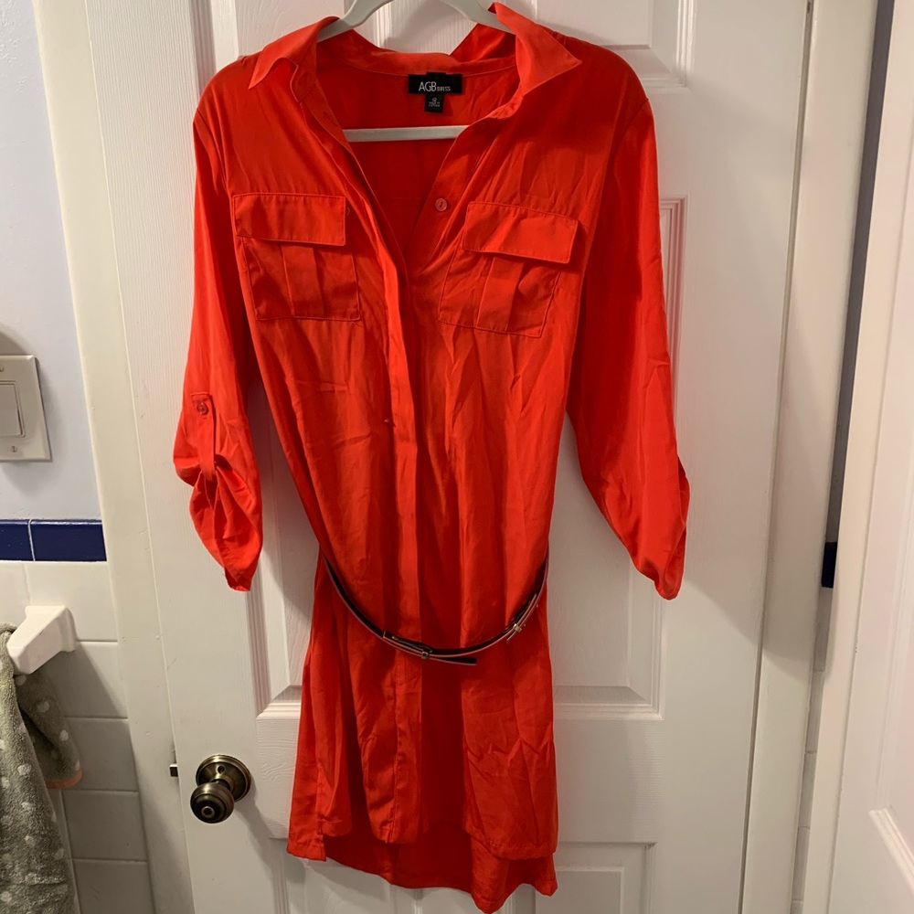 Belted shirt dress